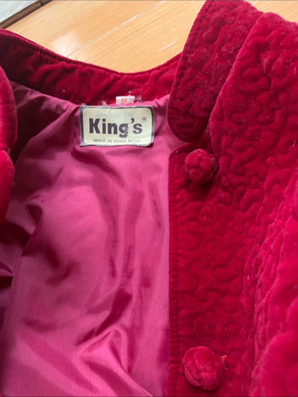 Girls' Velvet Button-Front Jacket in Deep Pink